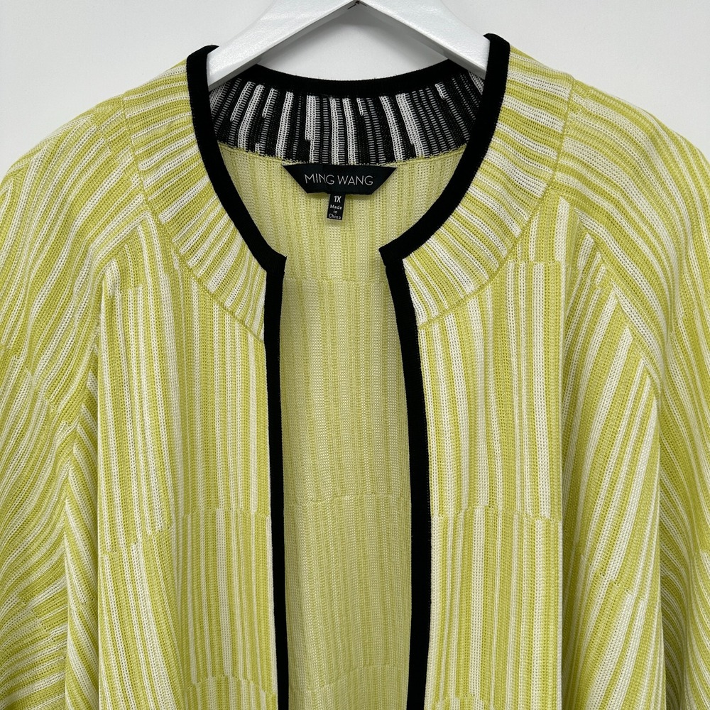 Ming Wang Cardigan Sweater Jacket Size 1X Stretch Knit Open Front Half Sleeve - Picture 3 of 12